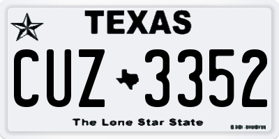 TX license plate CUZ3352