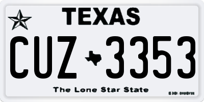 TX license plate CUZ3353