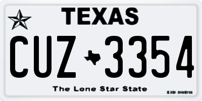 TX license plate CUZ3354