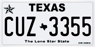 TX license plate CUZ3355