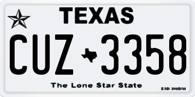 TX license plate CUZ3358