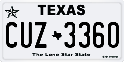 TX license plate CUZ3360
