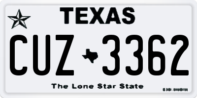 TX license plate CUZ3362