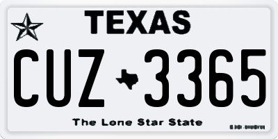 TX license plate CUZ3365