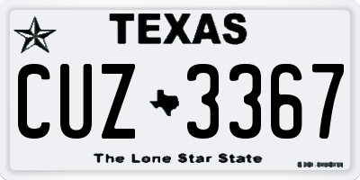 TX license plate CUZ3367