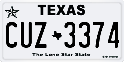 TX license plate CUZ3374