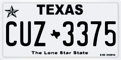 TX license plate CUZ3375