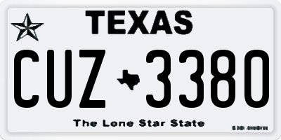TX license plate CUZ3380