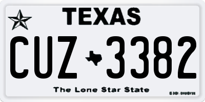 TX license plate CUZ3382