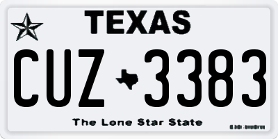 TX license plate CUZ3383