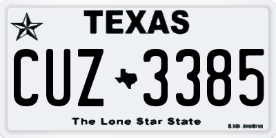 TX license plate CUZ3385