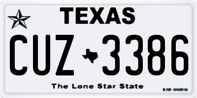 TX license plate CUZ3386