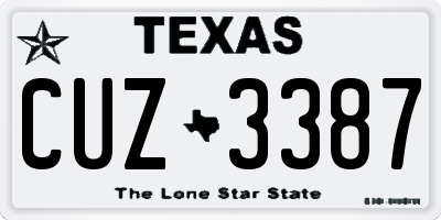 TX license plate CUZ3387