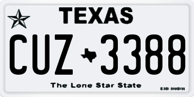 TX license plate CUZ3388