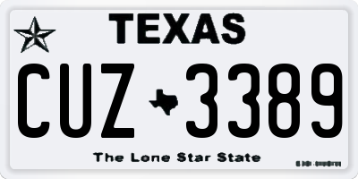 TX license plate CUZ3389