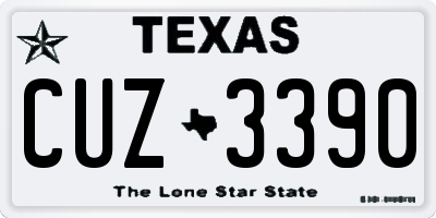 TX license plate CUZ3390