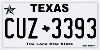 TX license plate CUZ3393