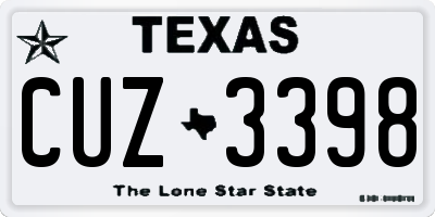 TX license plate CUZ3398