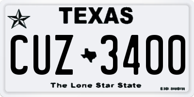 TX license plate CUZ3400