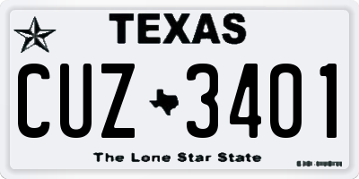 TX license plate CUZ3401