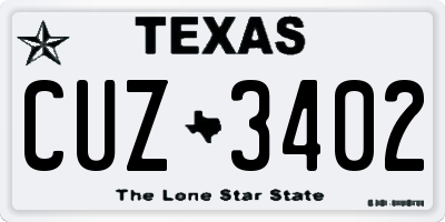 TX license plate CUZ3402