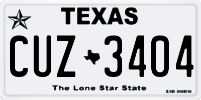 TX license plate CUZ3404