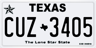 TX license plate CUZ3405