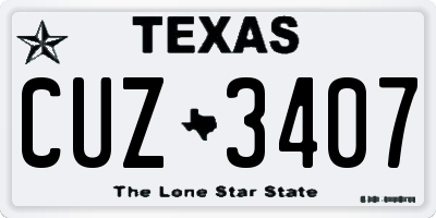 TX license plate CUZ3407