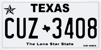 TX license plate CUZ3408
