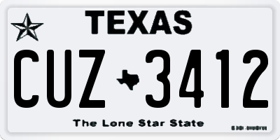 TX license plate CUZ3412