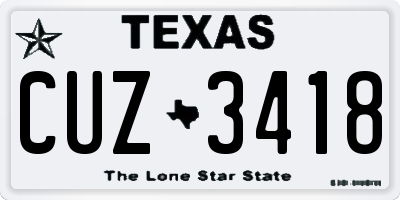 TX license plate CUZ3418
