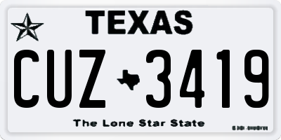 TX license plate CUZ3419