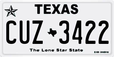 TX license plate CUZ3422