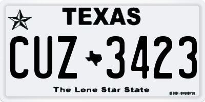 TX license plate CUZ3423