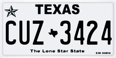 TX license plate CUZ3424