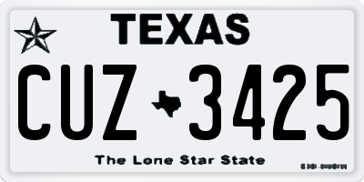 TX license plate CUZ3425