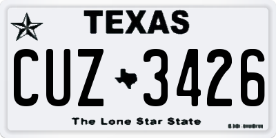 TX license plate CUZ3426