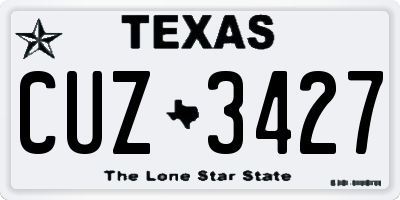 TX license plate CUZ3427