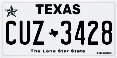 TX license plate CUZ3428