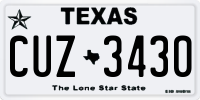 TX license plate CUZ3430