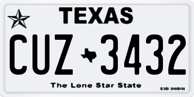 TX license plate CUZ3432