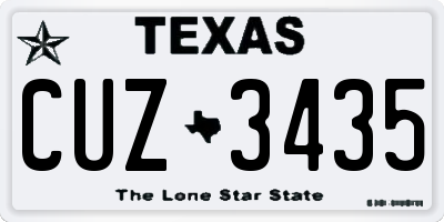 TX license plate CUZ3435