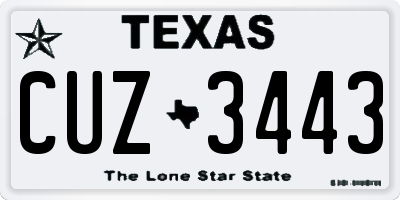 TX license plate CUZ3443