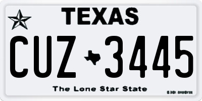 TX license plate CUZ3445