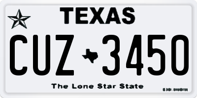 TX license plate CUZ3450