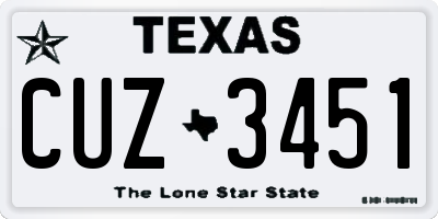 TX license plate CUZ3451