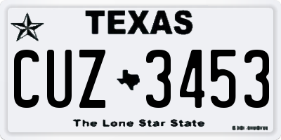 TX license plate CUZ3453