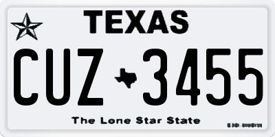 TX license plate CUZ3455