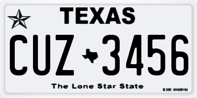TX license plate CUZ3456