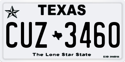 TX license plate CUZ3460